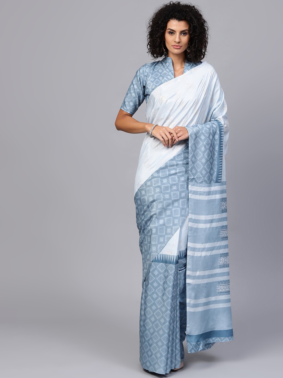 

Saree mall Blue Printed Saree