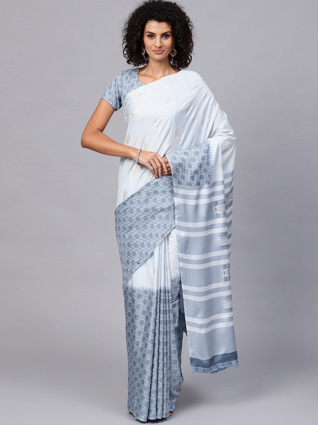

Saree mall Blue Printed Saree