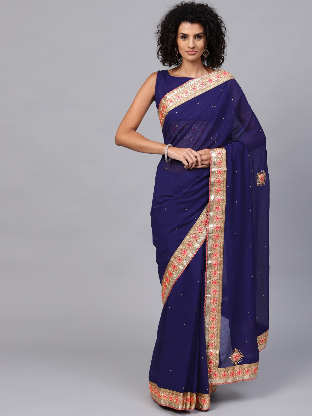 

Saree mall Blue Embellished Saree