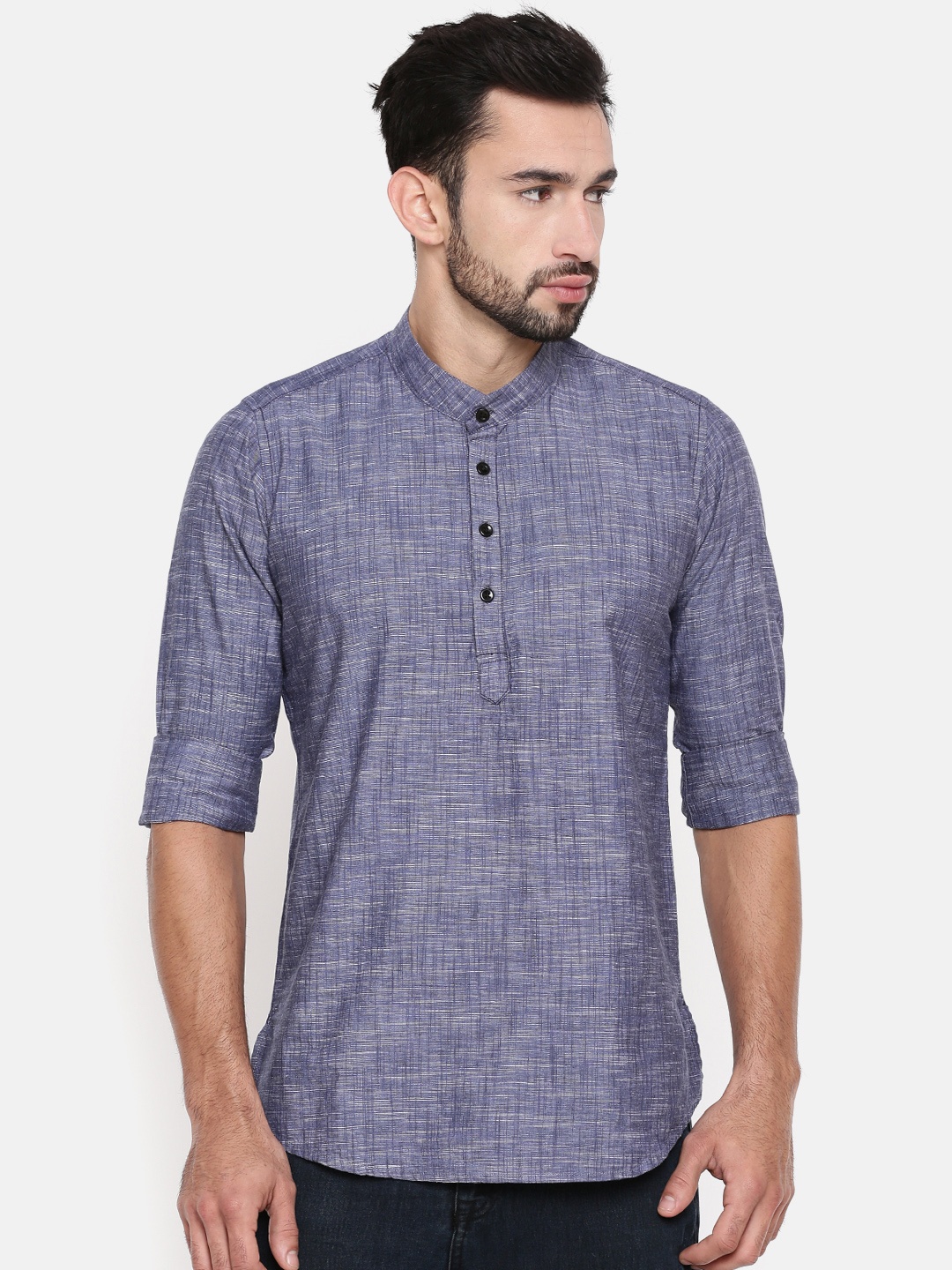 

Cross Court Men Blue Solid Straight Kurta