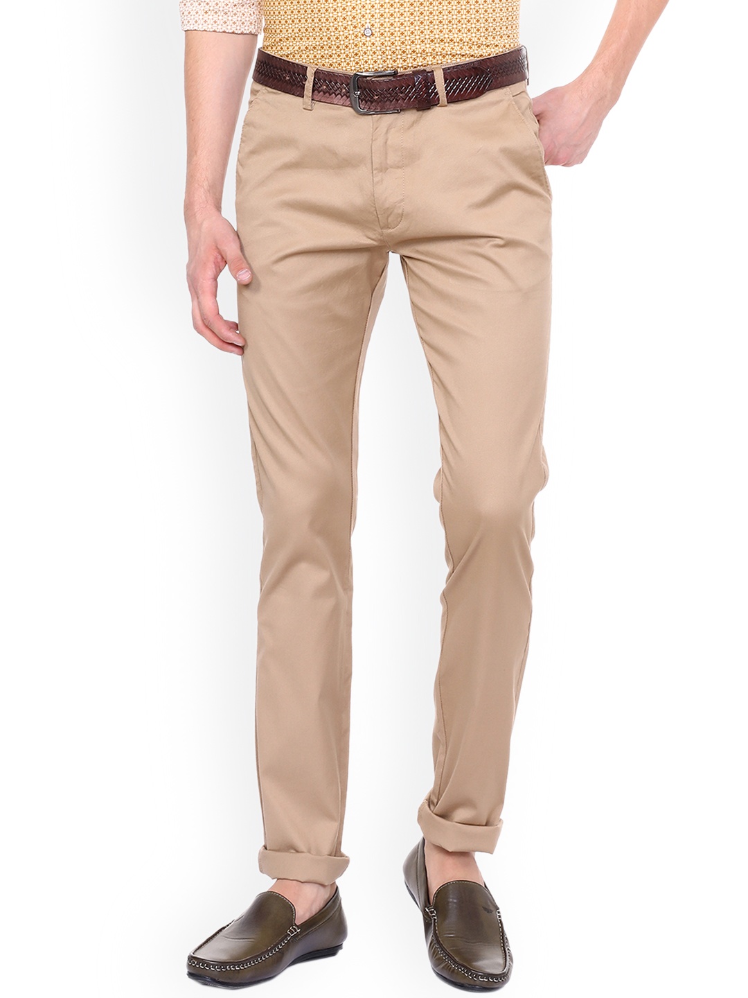 

Peter England Casuals Men Khaki Slim Fit Self Design Chinos
