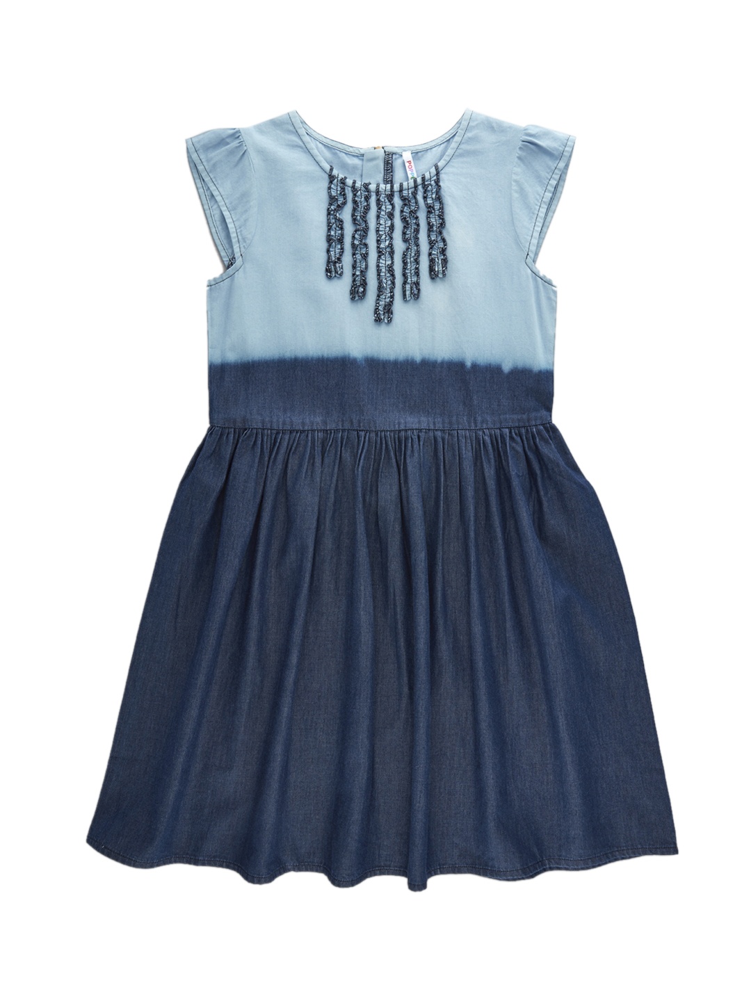 

POPPERS by Pantaloons Girls Blue Colourblocked Fit and Flare Dress