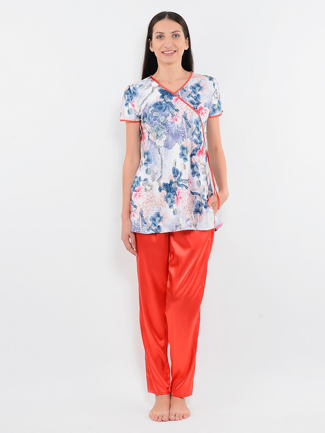 

Sweet Dreams Women Blue & Red Printed Night Suit