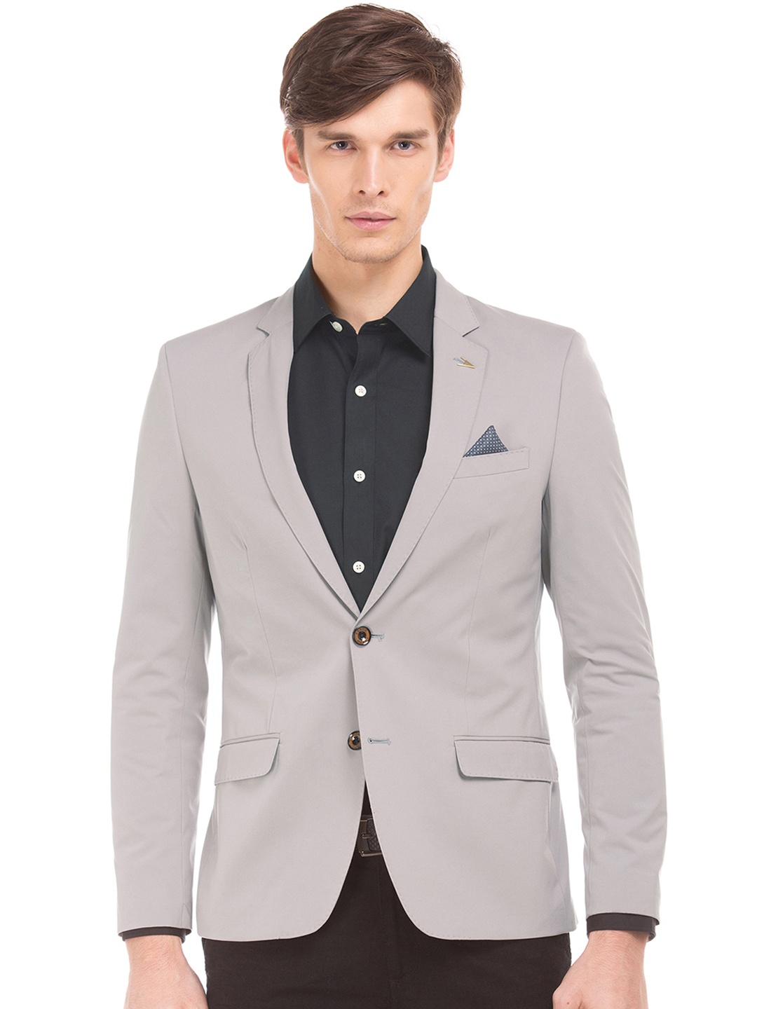 

Arrow Men Grey Solid Single-Breasted Blazer