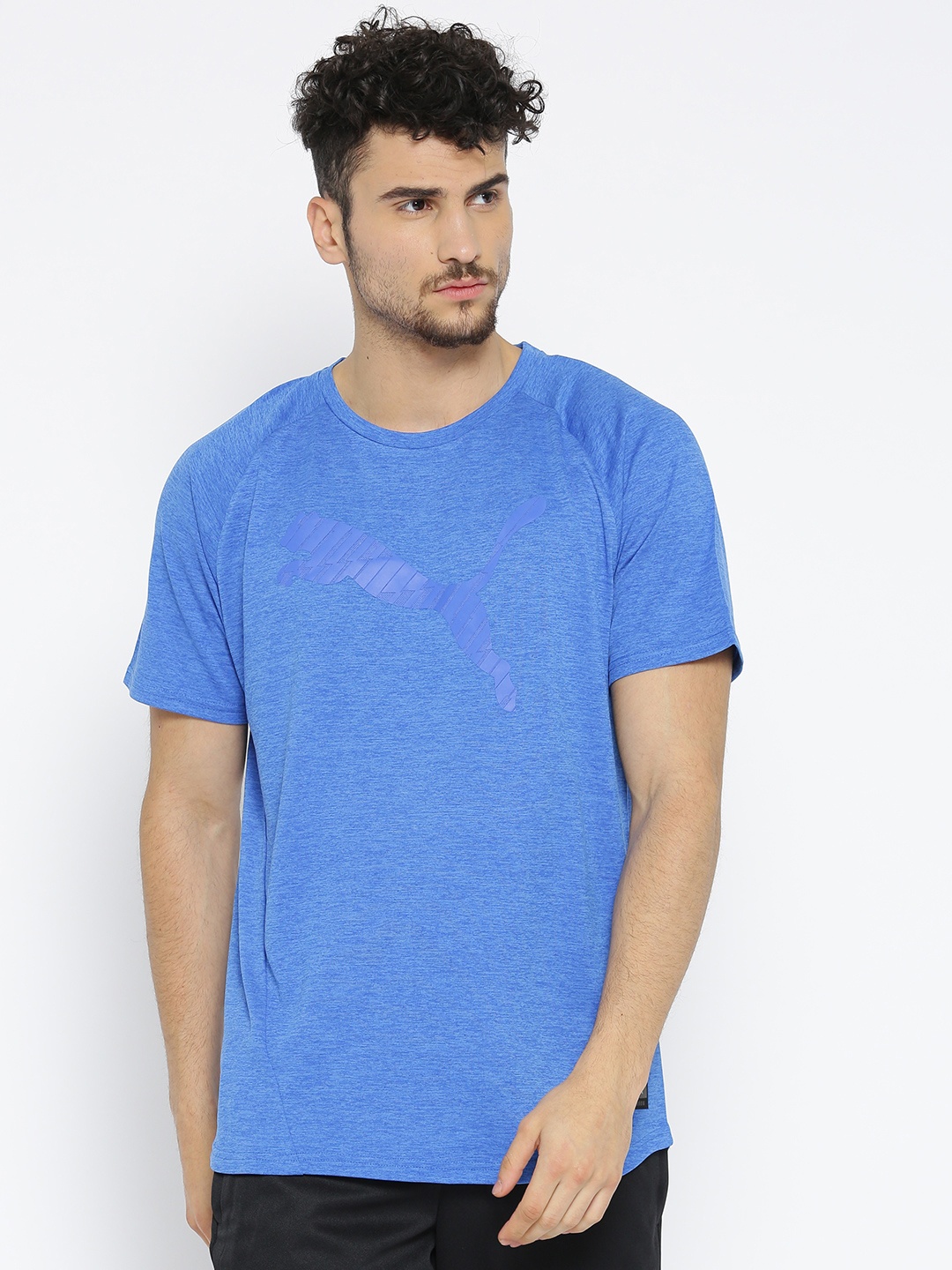 

Puma Men Blue A.C.E. Heather Cat Printed T-shirt