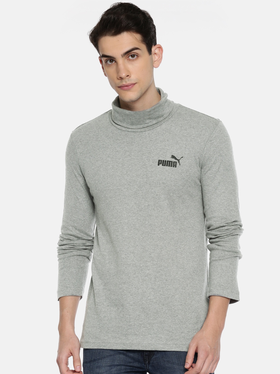 

Puma Men Grey Solid Elevated Ess Turtle Neck Sweatshirt