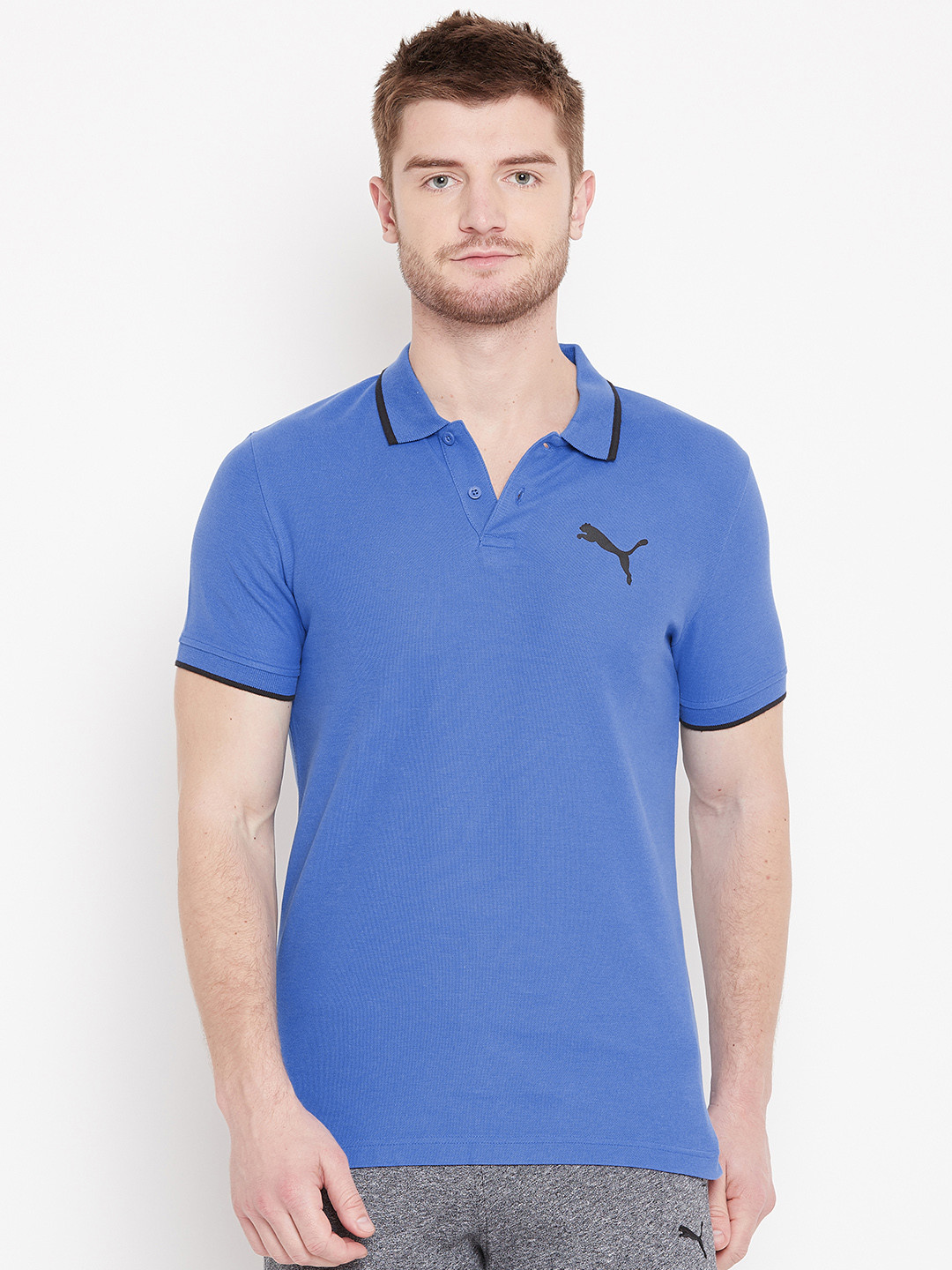 

Puma Men Blue Modern Sports Polo Solid Pure Cotton T-shirt