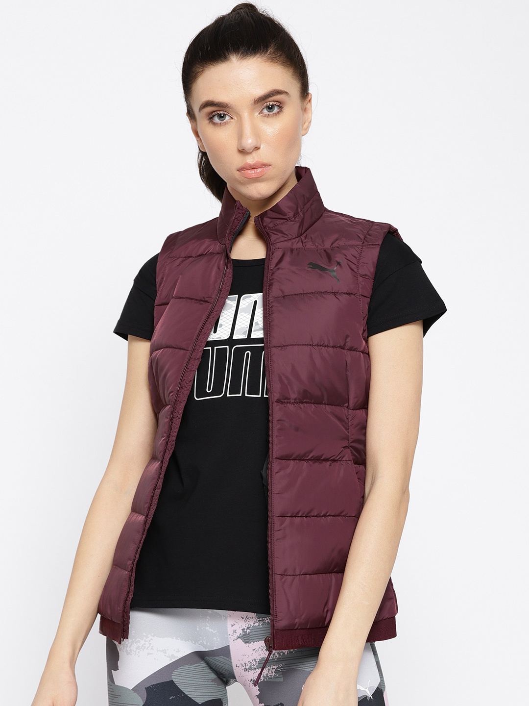 

Puma Women Burgundy Solid Slim Fit PWRWarm packLITE 600 DWN Sporty Jacket