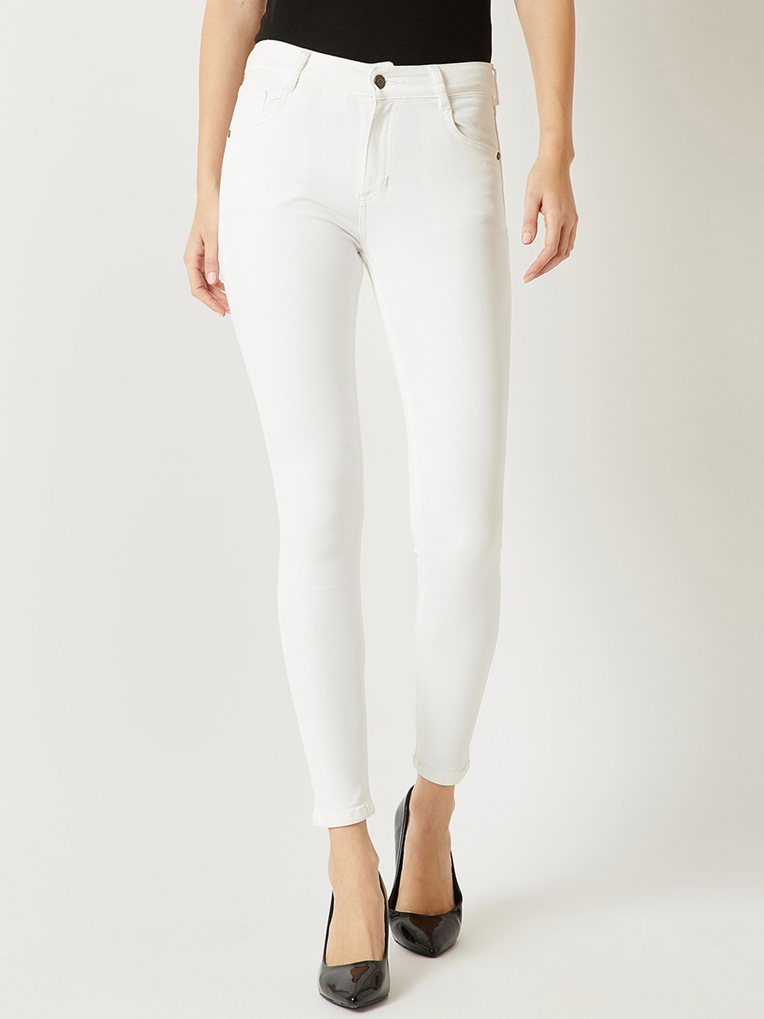 

Miss Chase Women White Skinny Fit Mid-Rise Clean Look Jeans