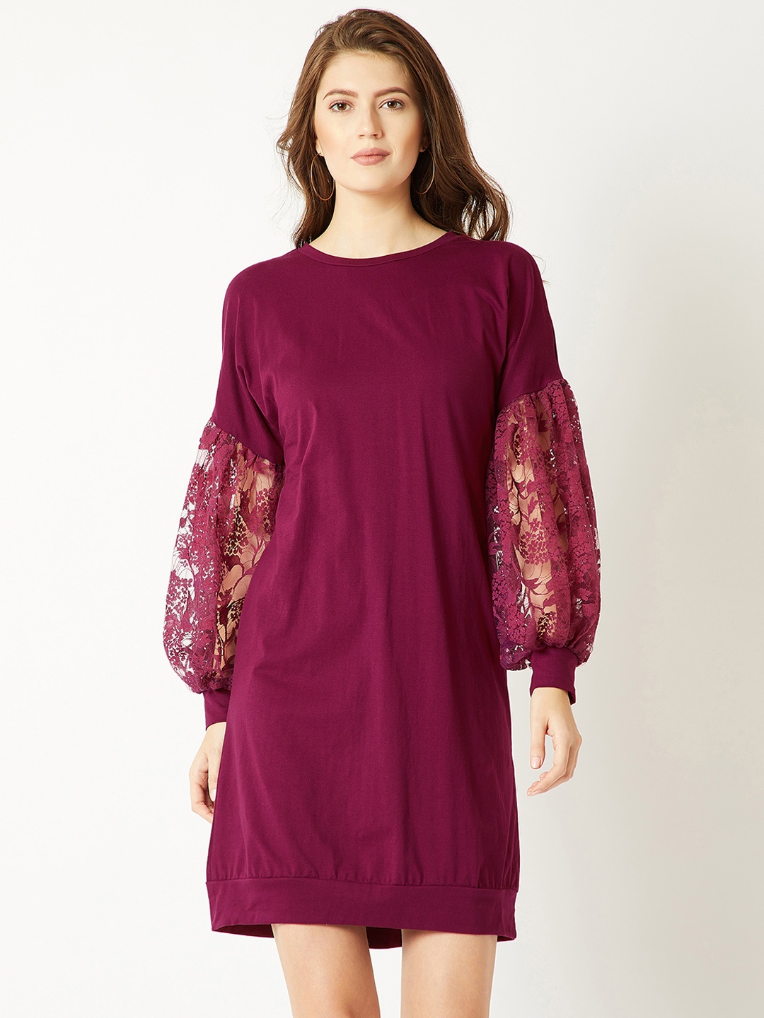 

Miss Chase Women Burgundy Solid A-Line Dress