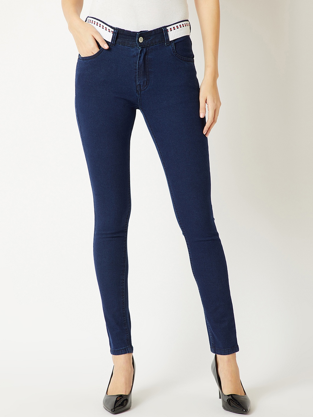 

Miss Chase Women Navy Blue Skinny Fit Mid-Rise Clean Look Jeans