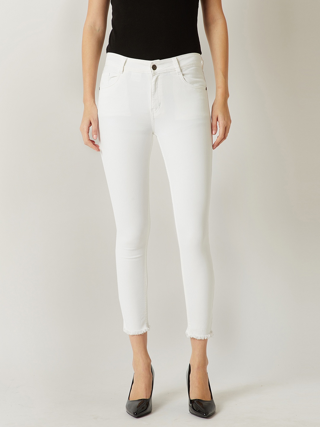 

Miss Chase Women White Skinny Fit Mid-Rise Clean Look Jeans