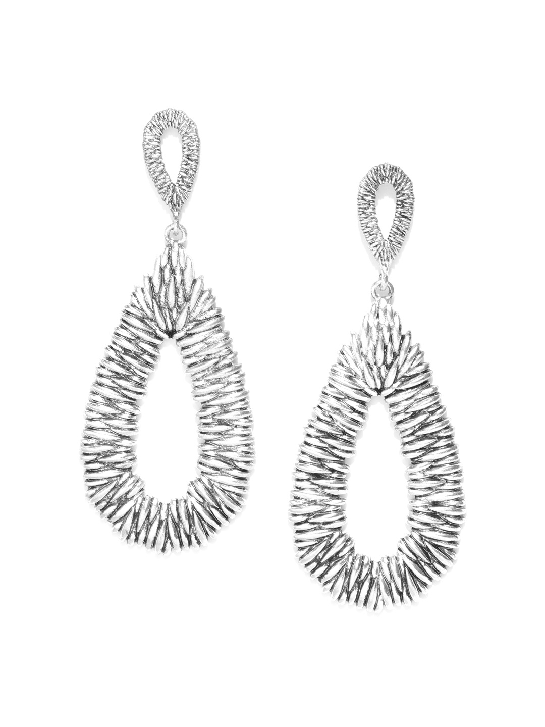 

Blueberry Oxidised Silver-Plated Teardrop Shaped Drop Earrings