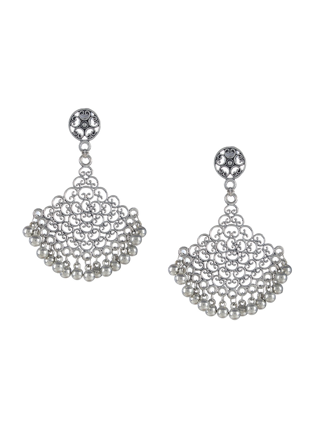 

Mali Fionna Silver-Plated Oxidised Dome Shaped Drop Earrings