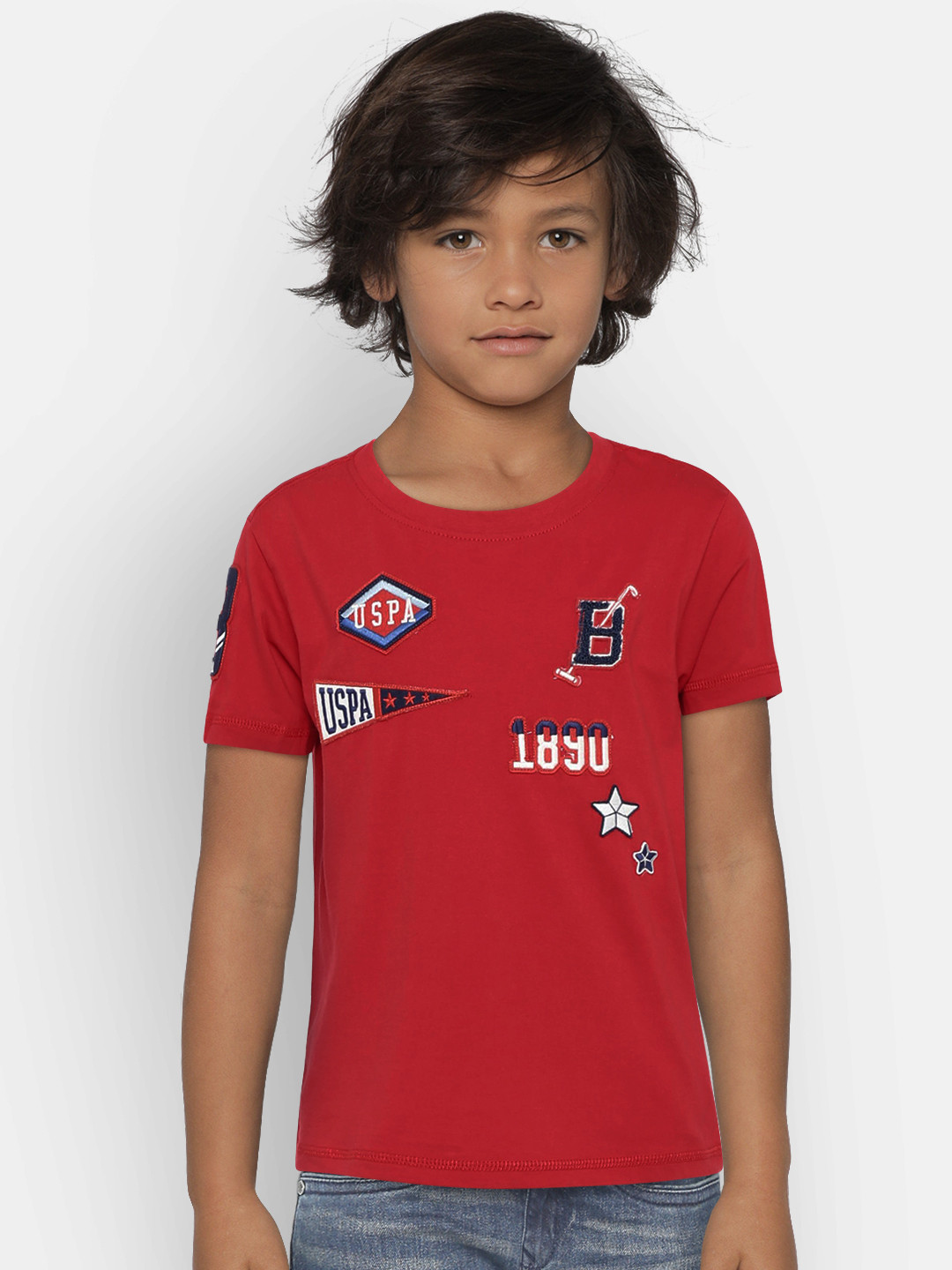 

U.S. Polo Assn. Kids Boys Red Applique T-shirt