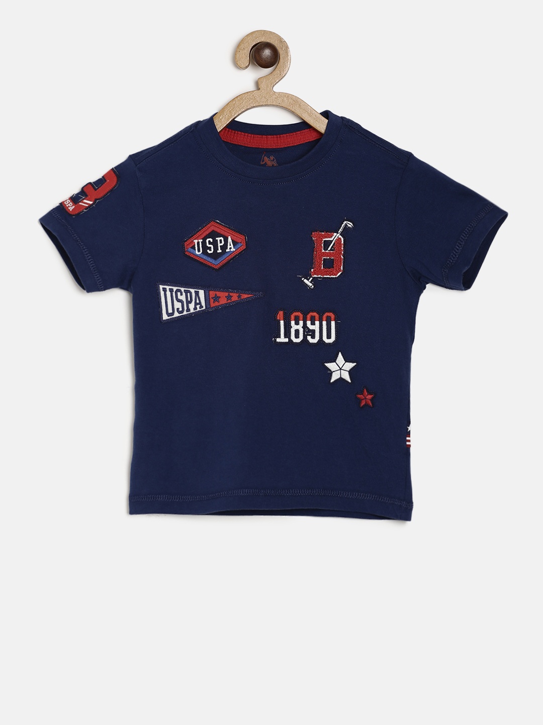 

U.S. Polo Assn. Kids Boys Navy Blue Solid Round Neck T-shirt