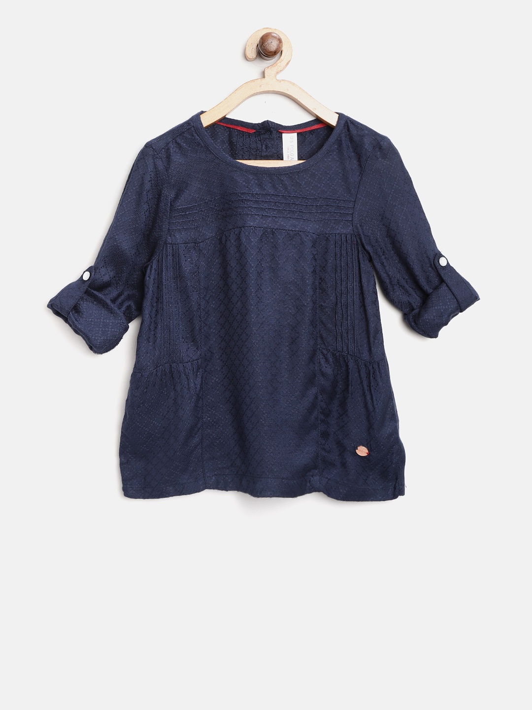 

U.S. Polo Assn. Kids Girls Navy Blue Self Design Top