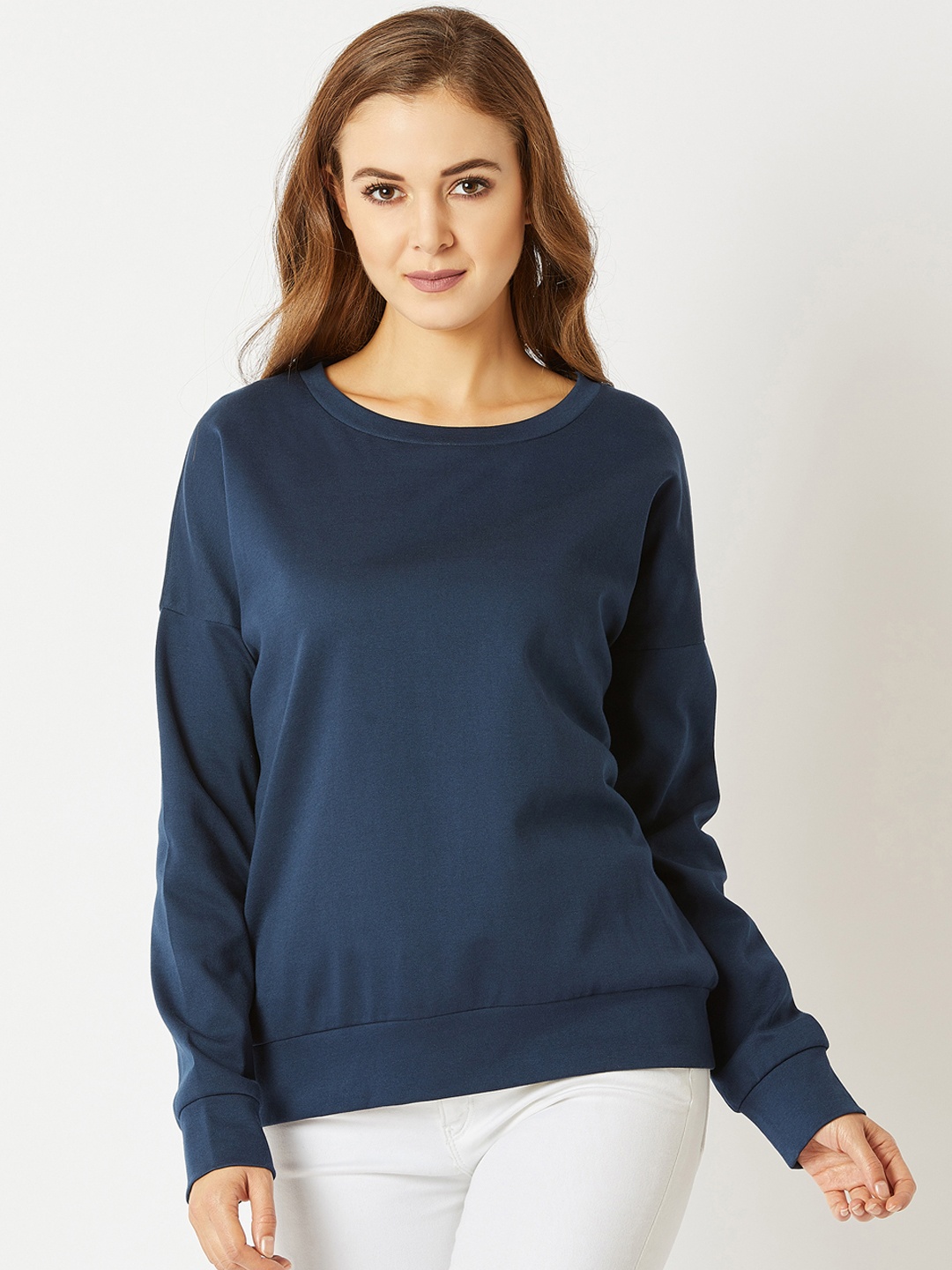 

Miss Chase Women Navy Blue Solid Sweatshirt