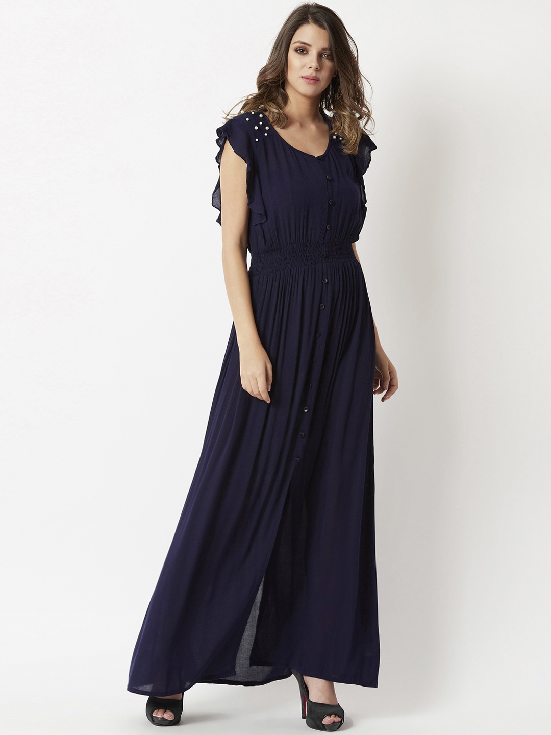 

Miss Chase Women Navy Blue Embellished Maxi Dress