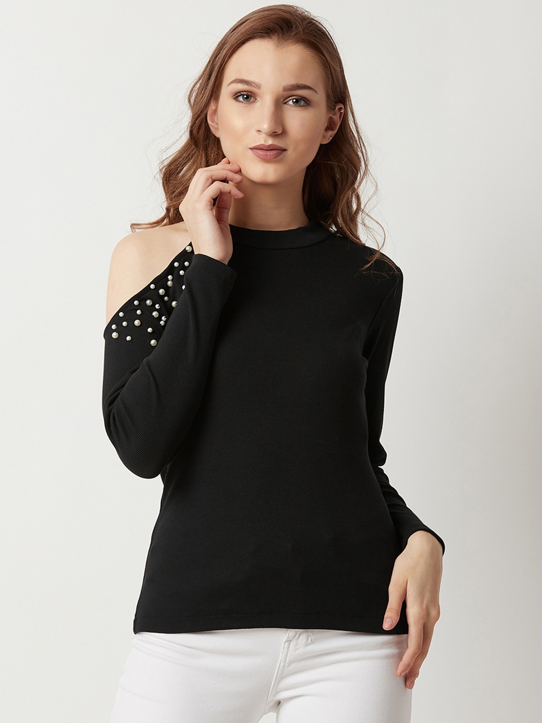 

Miss Chase Women Black Solid Pure Cotton Top