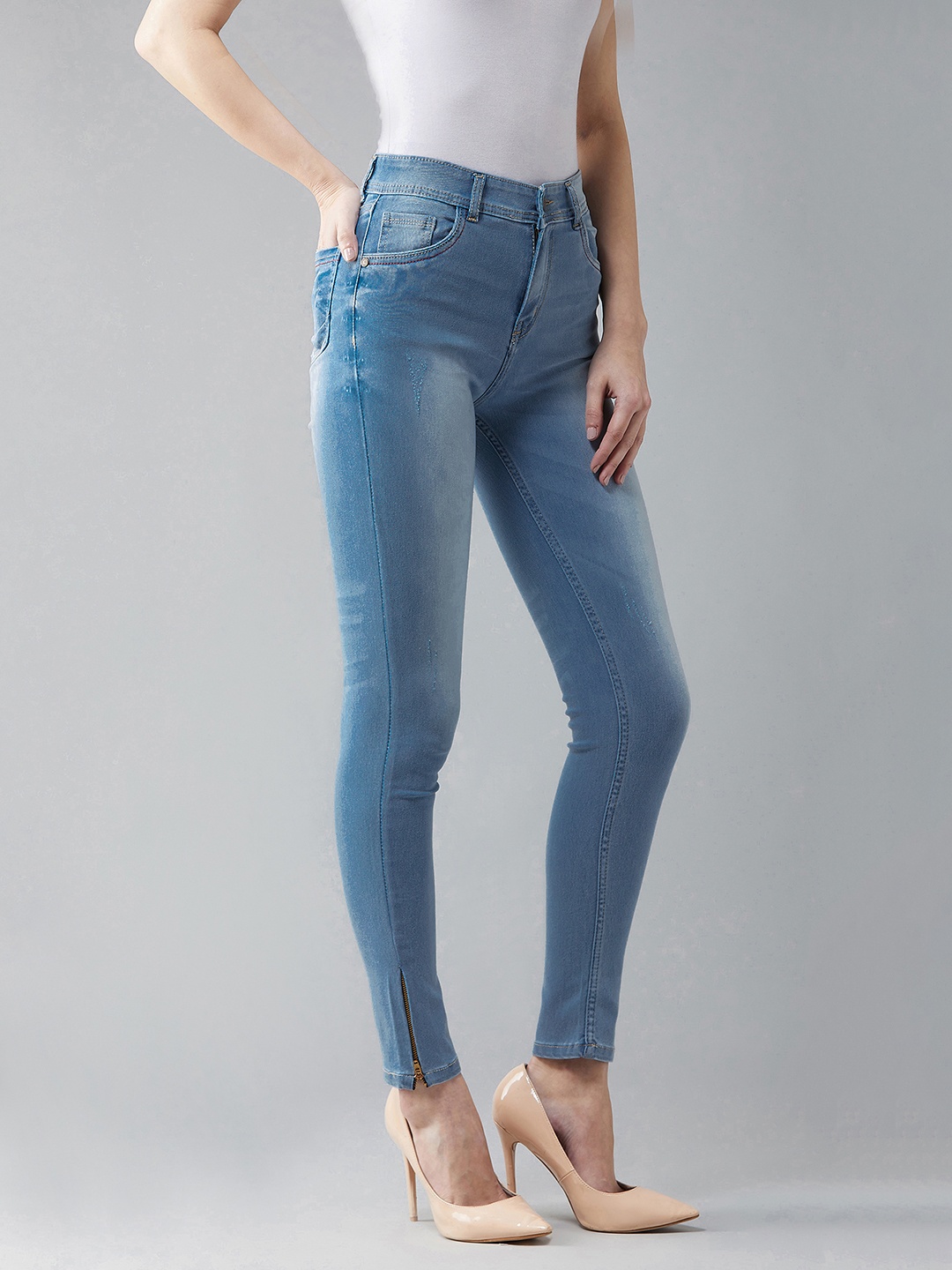 

Miss Chase Women Blue Skinny Fit Cropped High-Rise Clean Look Jeans