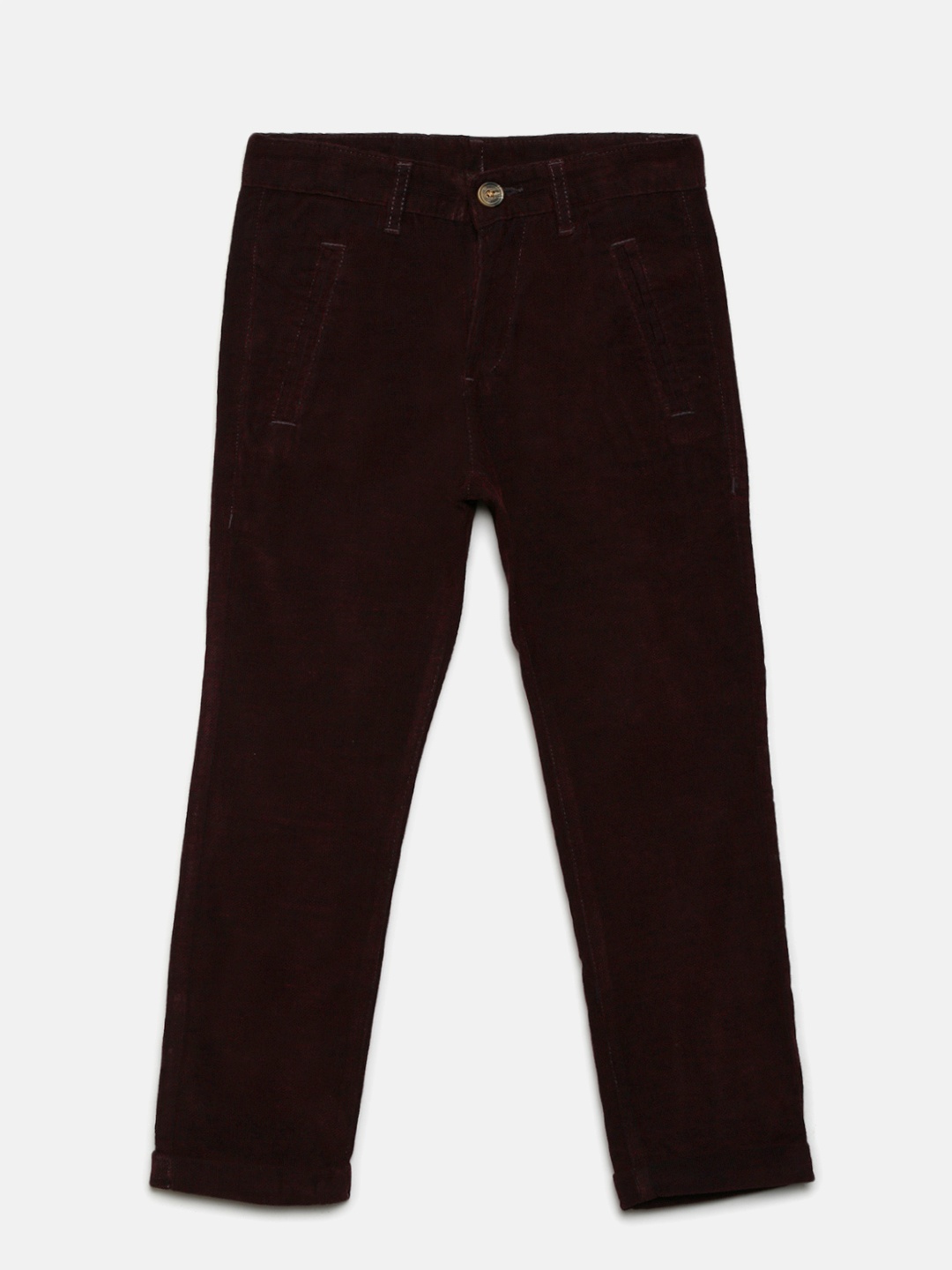 

United Colors of Benetton Boys Maroon Regular Corduroy Trousers