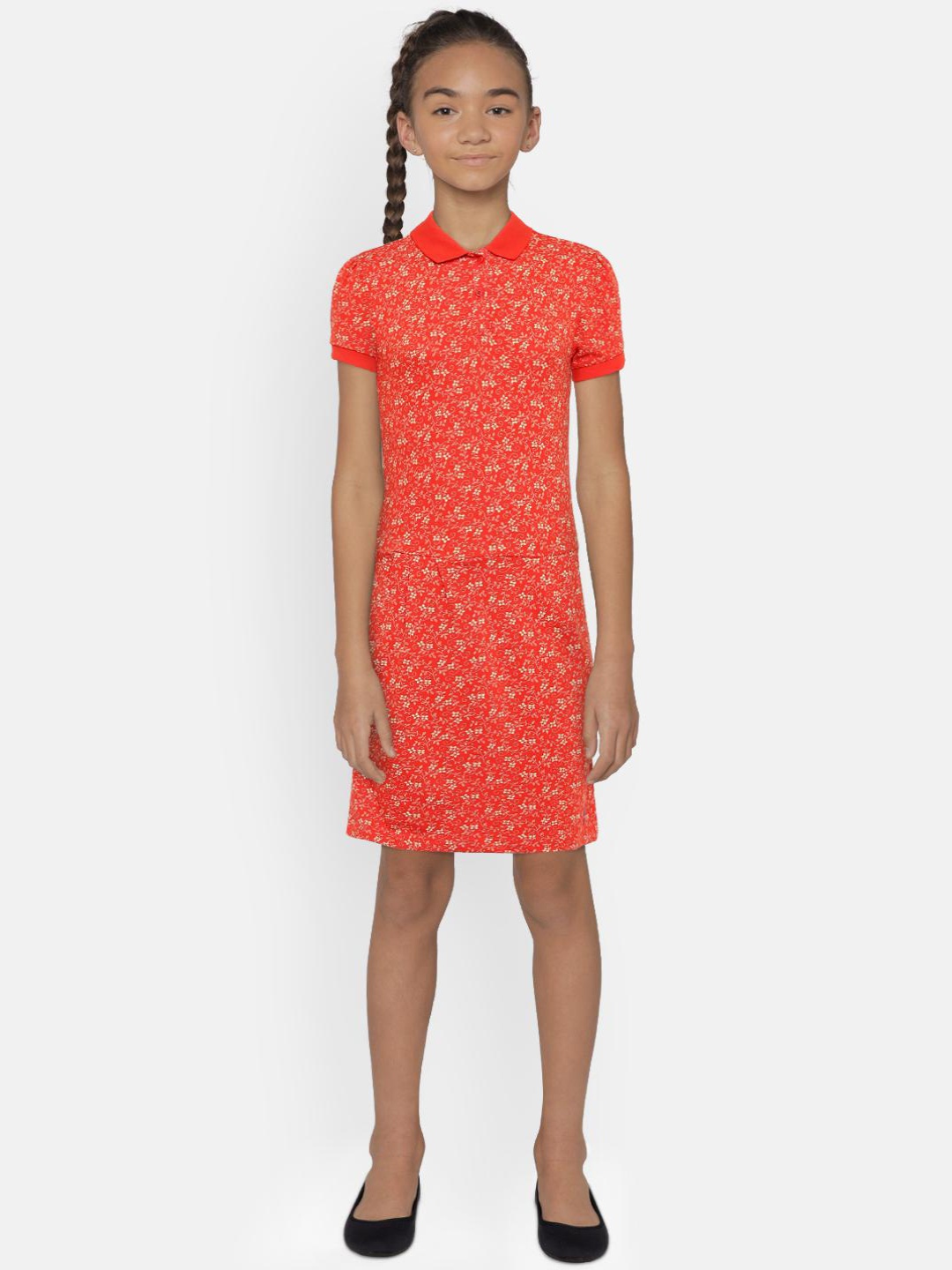 

U.S. Polo Assn. Kids Girls Coral Printed T-shirt Dress