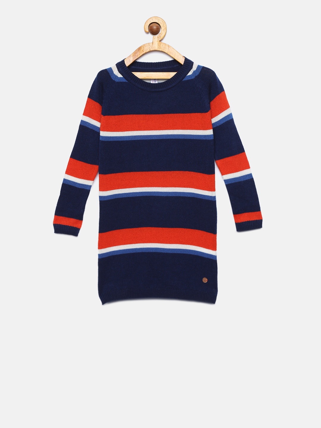 

U.S. Polo Assn. Kids Girls Navy Blue Striped Sweater Dress