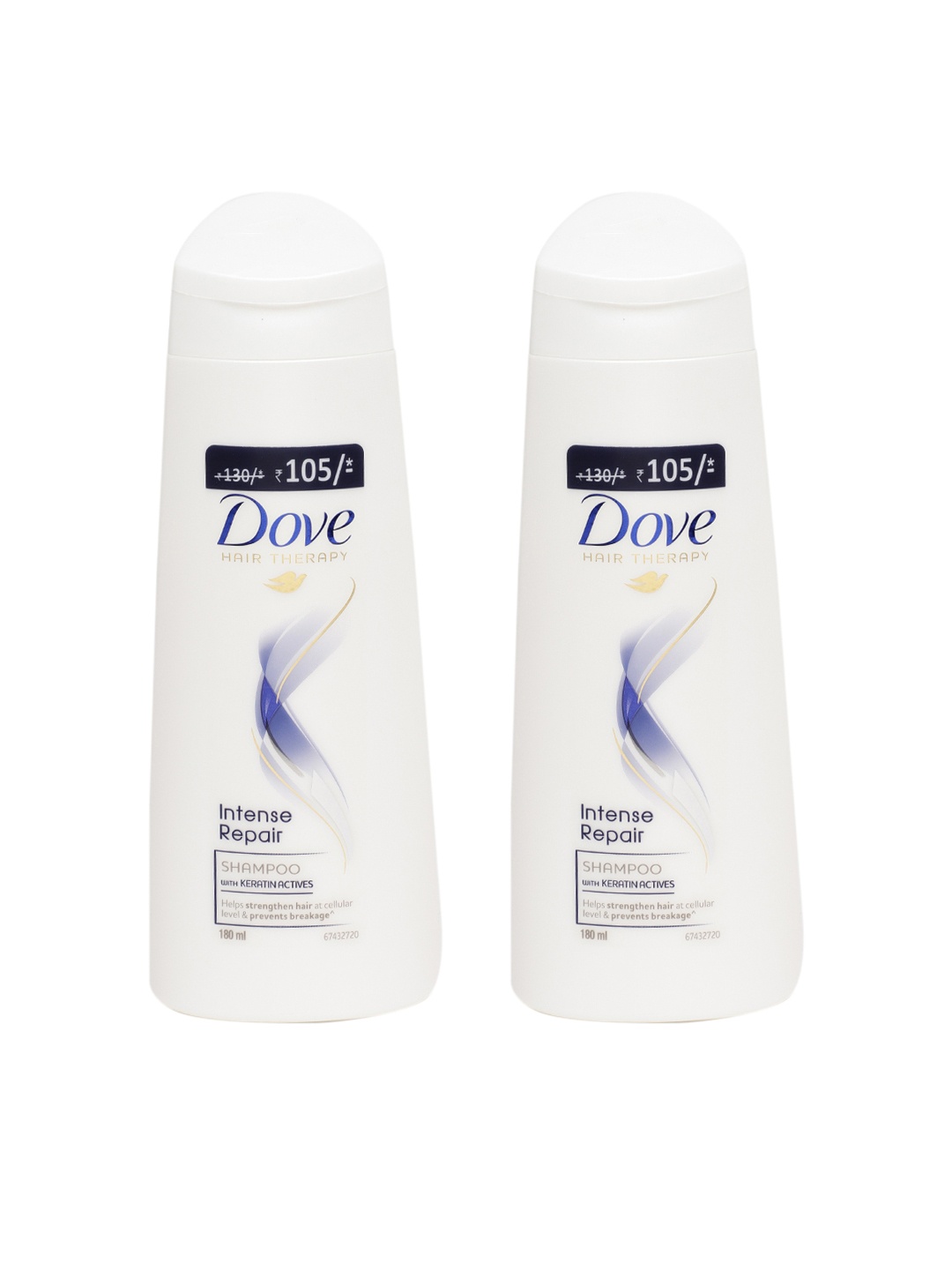 

Dove Set of 2 Hair Therapy Intense Repair Shampoo 180 ml, White