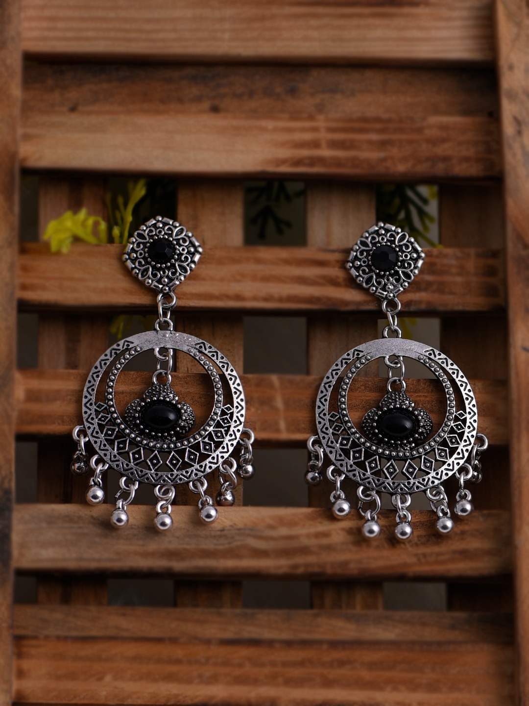 

justpeachy Silver-Toned Contemporary Drop Earrings
