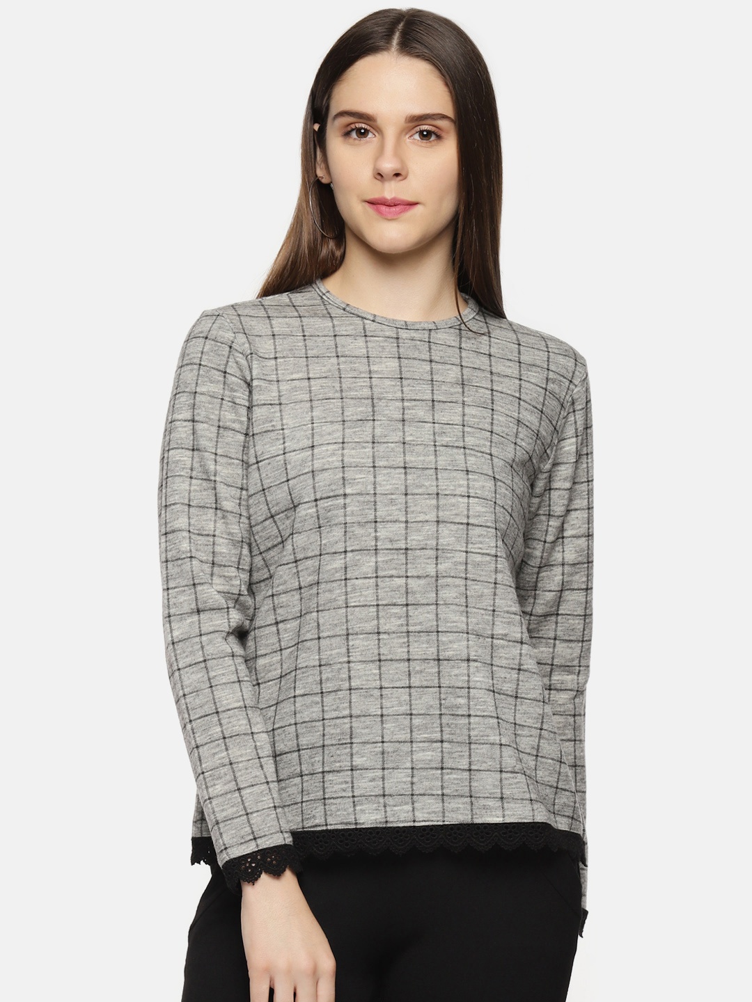 

Annabelle by Pantaloons Women Grey Checked Top