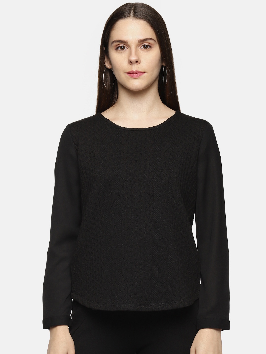 

Annabelle by Pantaloons Women Black Self Design Top
