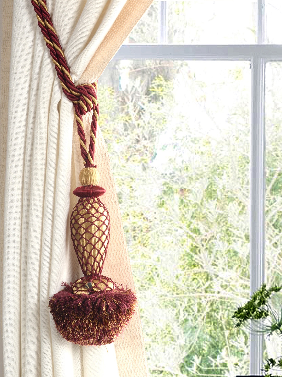 

Deco Window Maroon Curtain Tieback