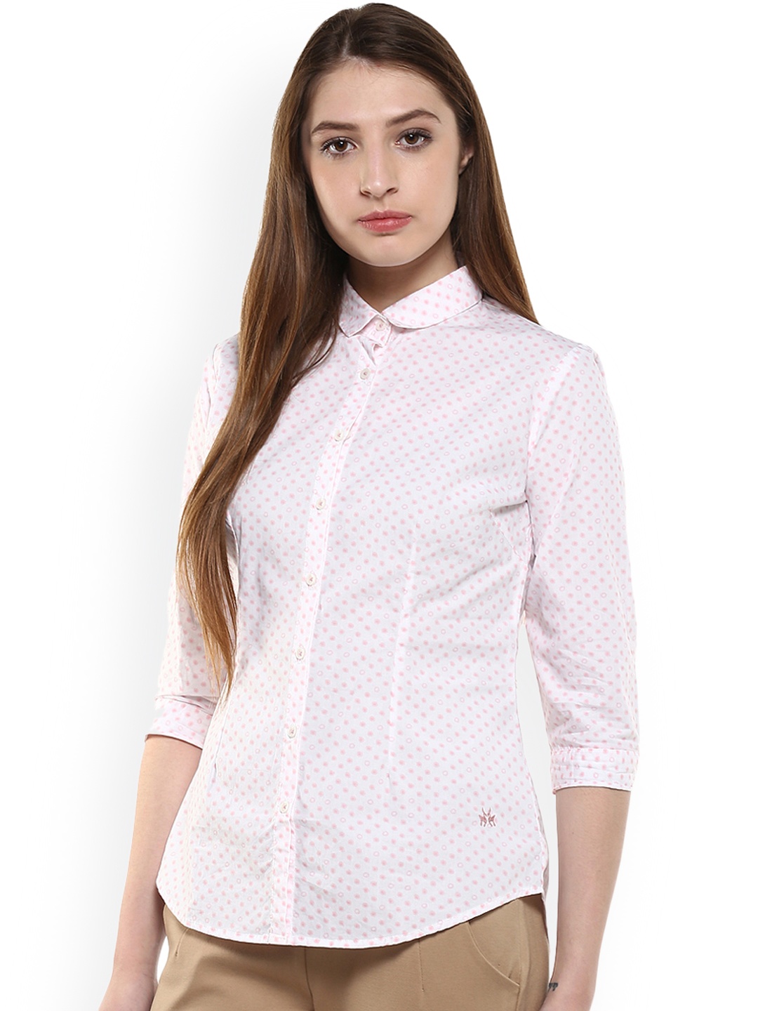 

Crimsoune Club Women White Slim Fit Printed Casual Shirt