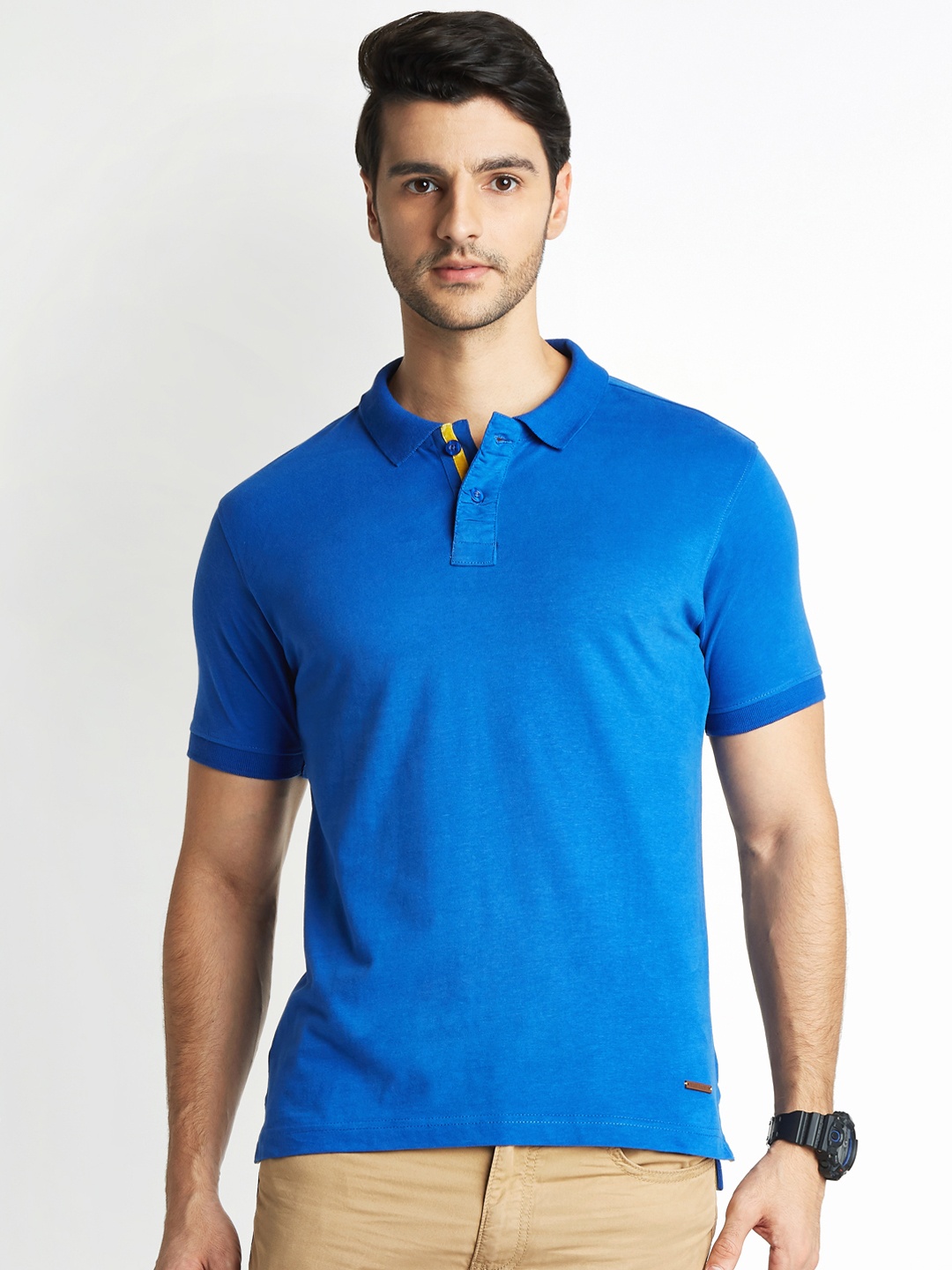 

Urban Ranger by pantaloons Men Blue Solid Polo Collar T-shirt