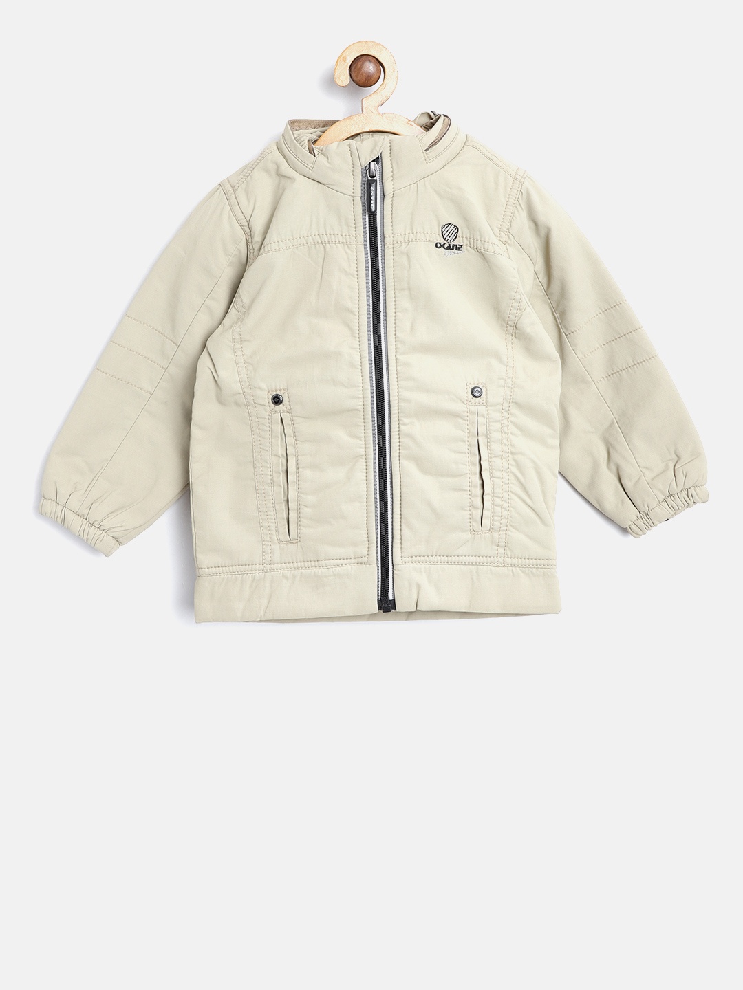 

Okane Boys Beige Solid Hooded Tailored Jacket