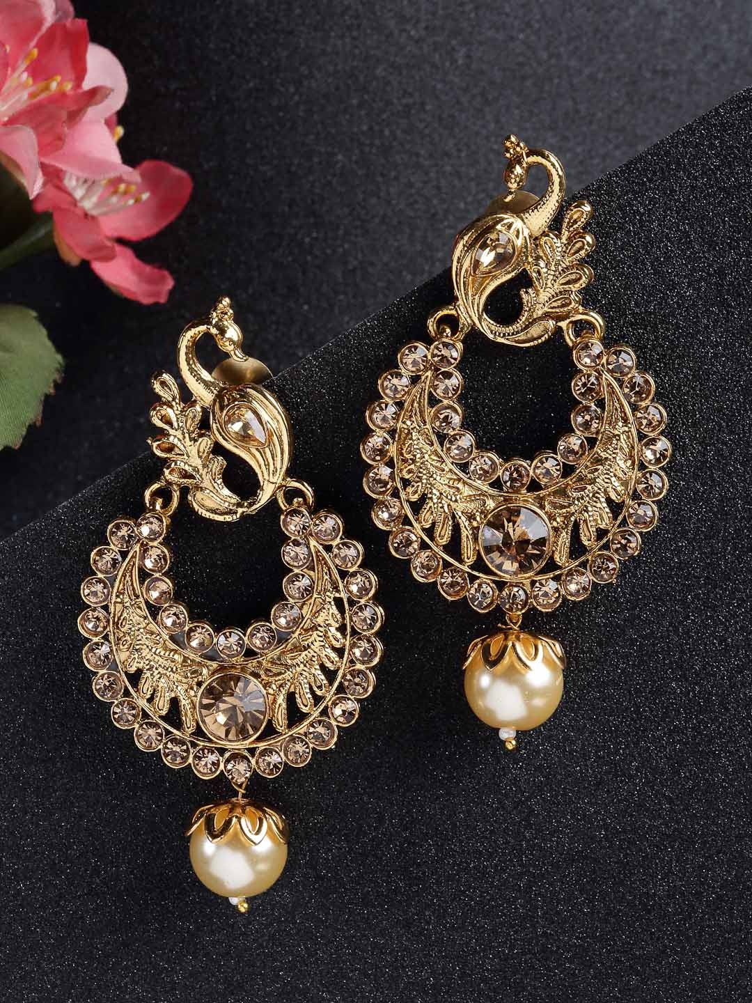 

PANASH Gold-Toned Crescent Shaped Chandbalis