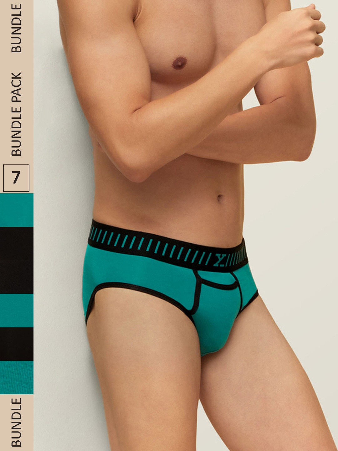 

XYXX Men IntelliSoft Antimicrobial Micro Modal Pack of 7 Vibe Briefs XYBRF7PCKN05, Teal