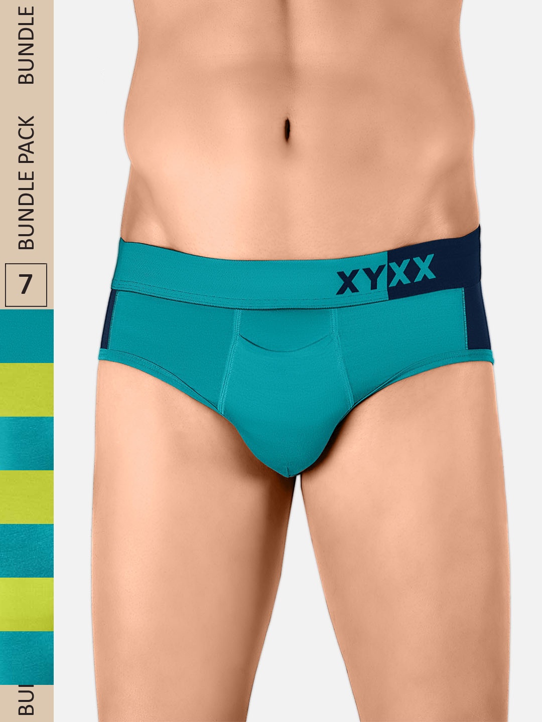 

XYXX Men IntelliSoft Antimicrobial Micro Modal Pack of 7 Dualist Briefs XYBRF7PCKN02, Teal