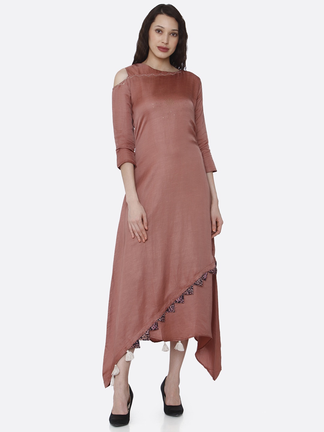 

RAISIN Women Brown Printed A-Line Dress