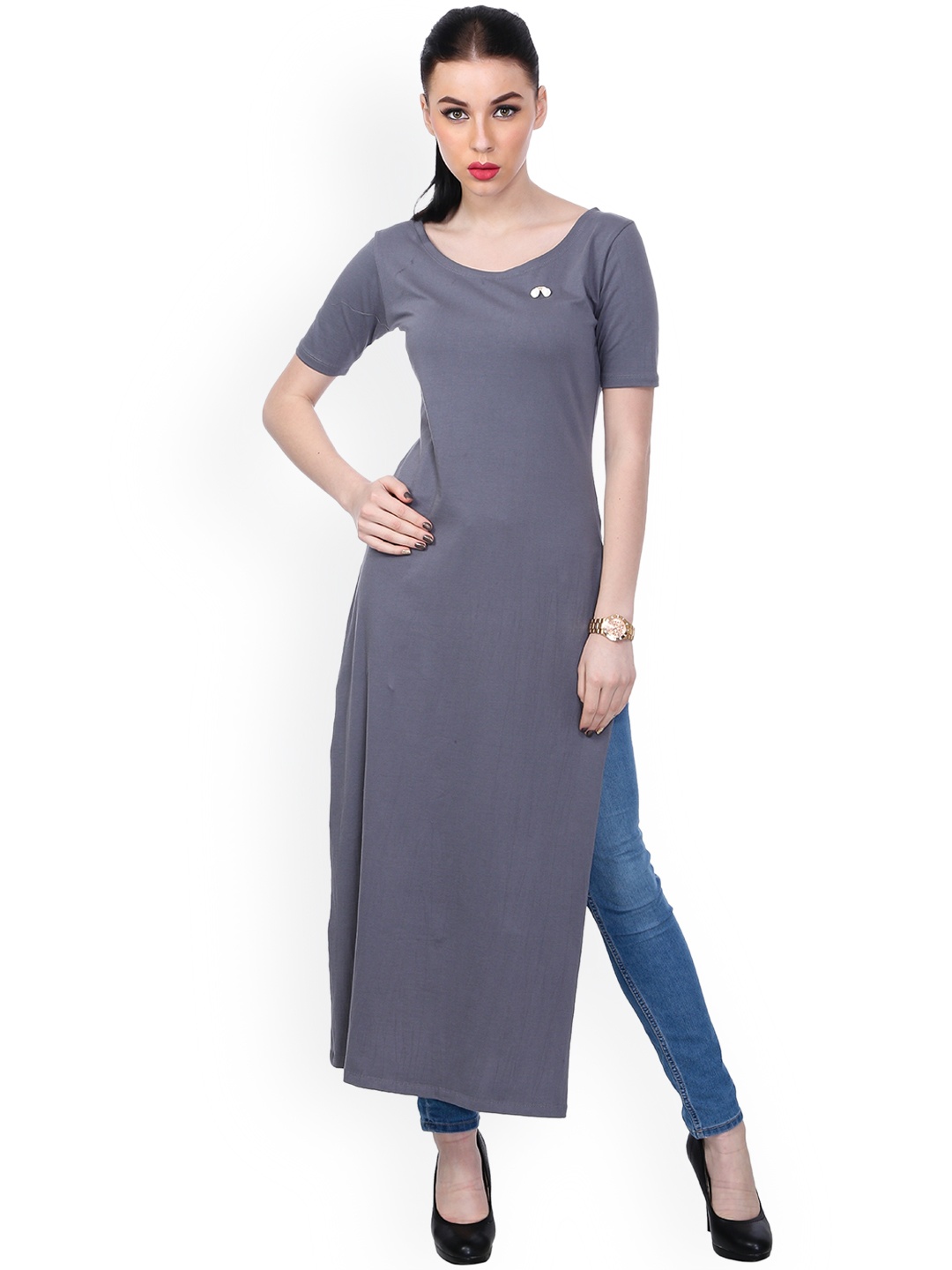

SCORPIUS Women Grey Solid Top