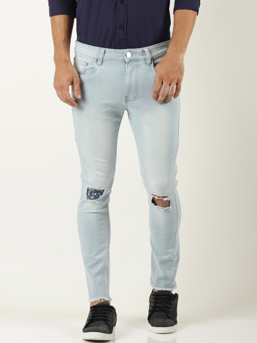 

Blue Saint Men Blue Skinny Fit Mid-Rise Mildly Distressed Stretchable Jeans