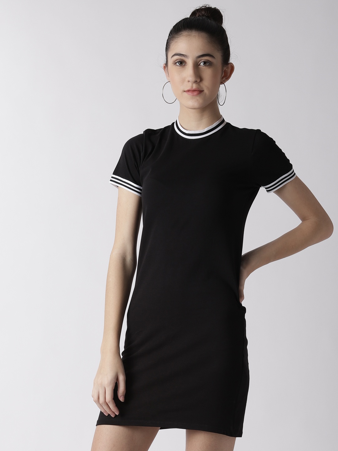 

FOREVER 21 Women Black Solid T-shirt Dress