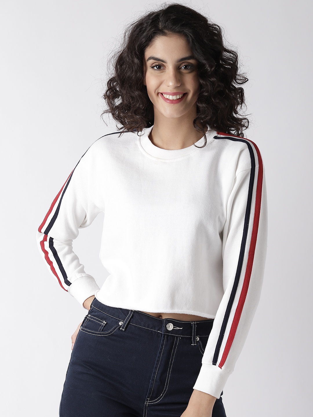 

FOREVER 21 Women White Solid Sweatshirt