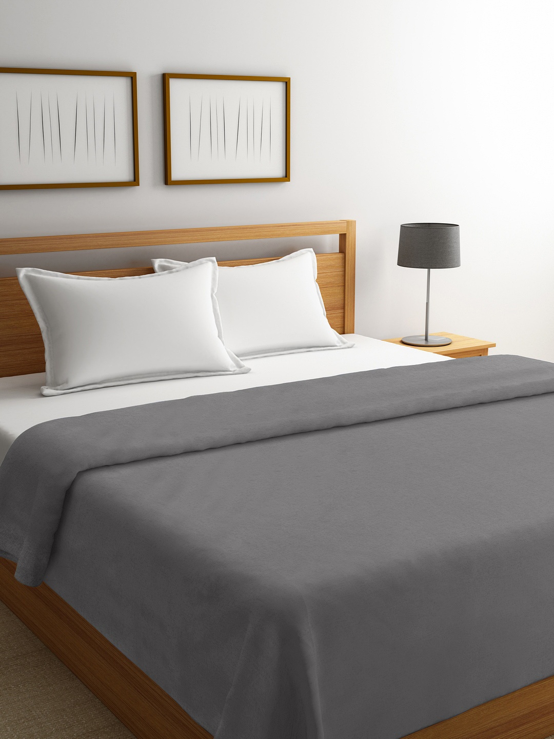 

MARK HOME Grey Solid 200 TC Cotton Double Bed Duvet Cover