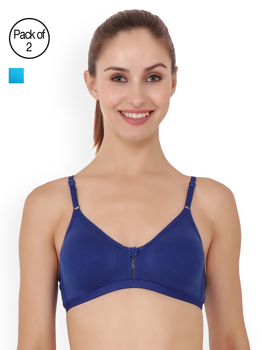 

Floret Pack of 2 Blue & Turquoise Blue Non-Wired Non Padded T-shirt Bra