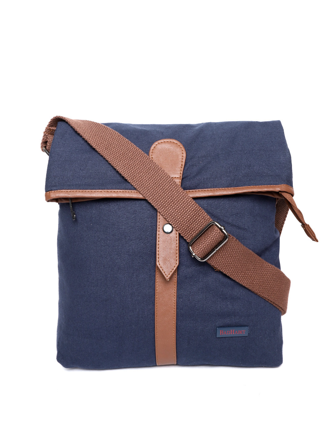 

BAD HABIT Unisex Navy Blue Solid Messenger Bag