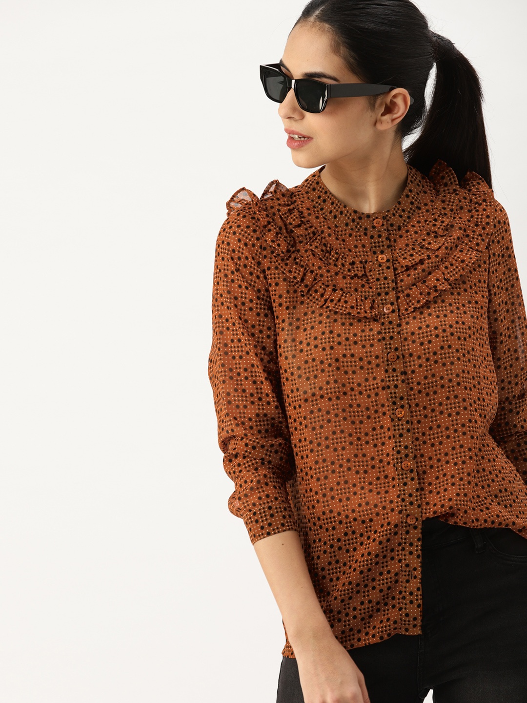 

DressBerry Women Brown Regular Fit Printed Casual Shirt