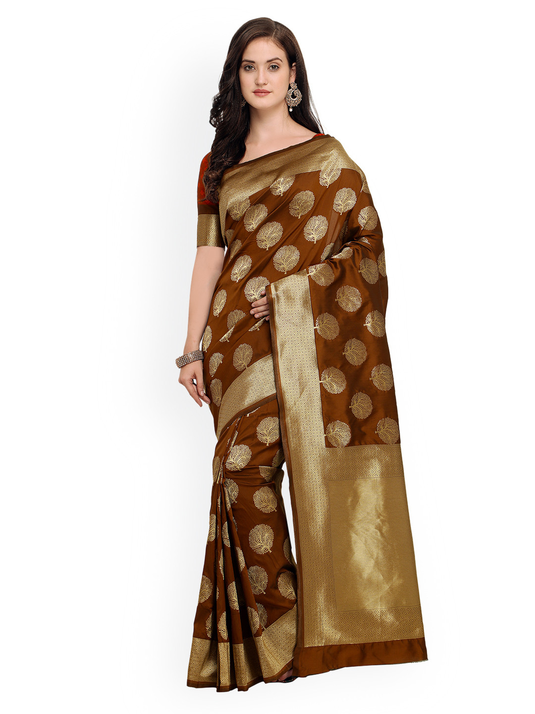 

Shaily Brown Pure Silk Woven Design Banarasi Saree
