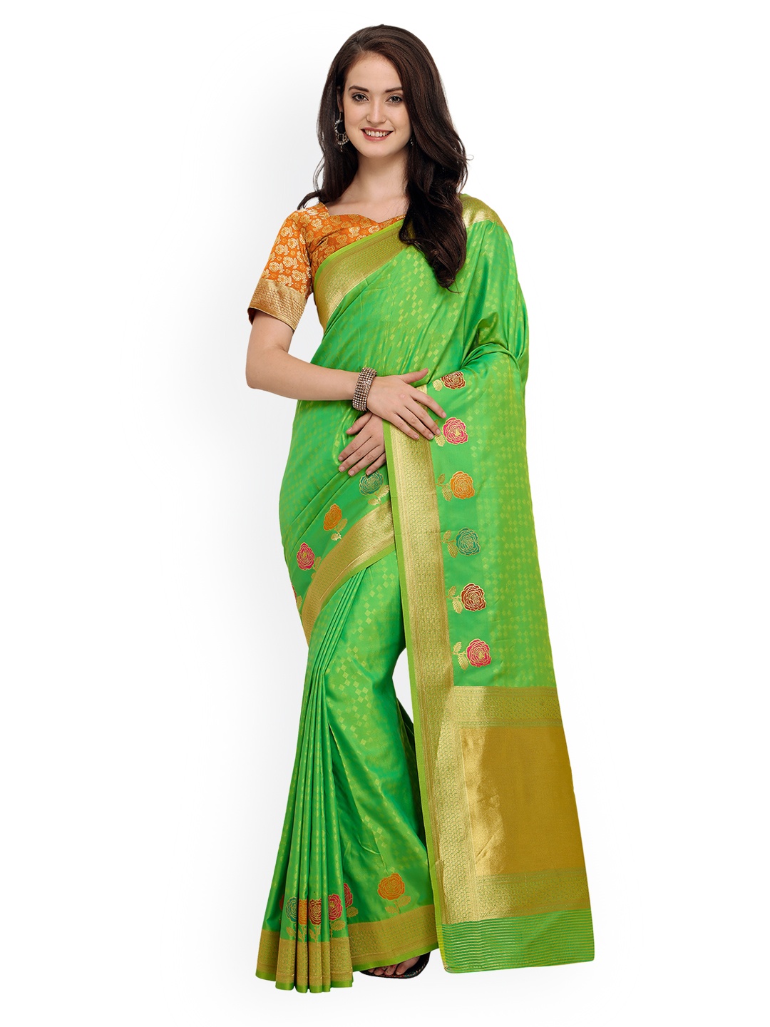 

Shaily Green Woven Design Banarasi Saree